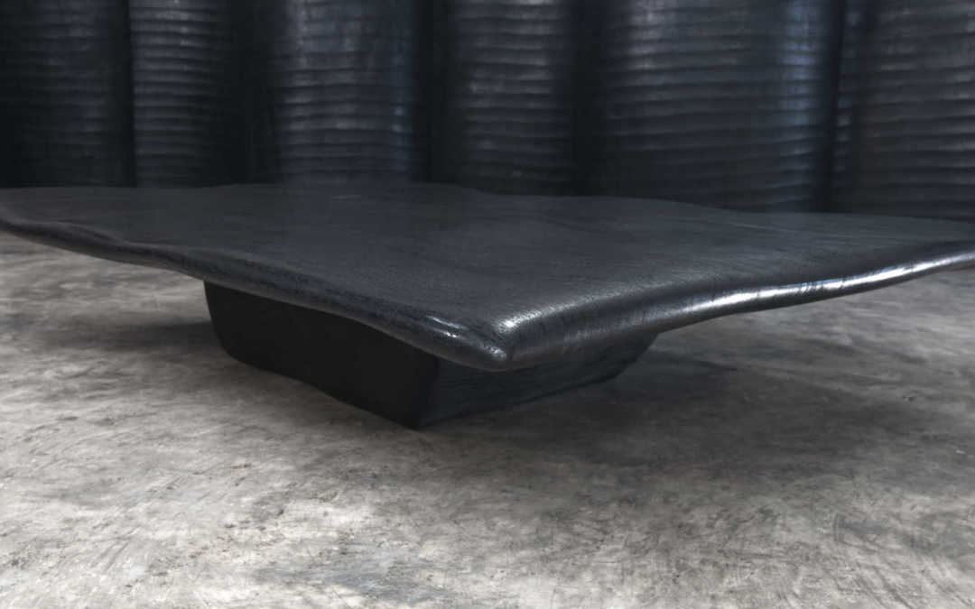 BLACKENED MERBEAU WOOD WAVE COFFEE TABLE